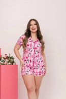 Pijama Americano Curto Hello Kitty Rosa Bebê