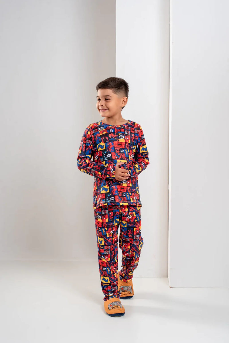 Pijama Longo Infantil Homem Aranha Gibi