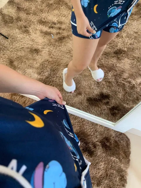 Pijama Americano Curto Stitch Noite