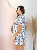 Pijama Americano Curto Stitch com viés Pink