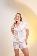 Pijama Americano Curto Coração Aquarela