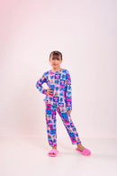 Pijama Longo Infantil Stitch e Anjo Quadriculado